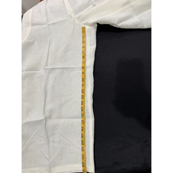 NWT VIVID 100% Linen White Wide Leg Cropped Pant Relaxed Lagenlook Beachy Sz 20 - Picture 11 of 11